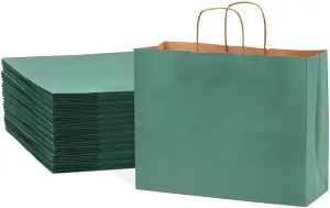 16x6x12 Large Green Paper Bags with Handles