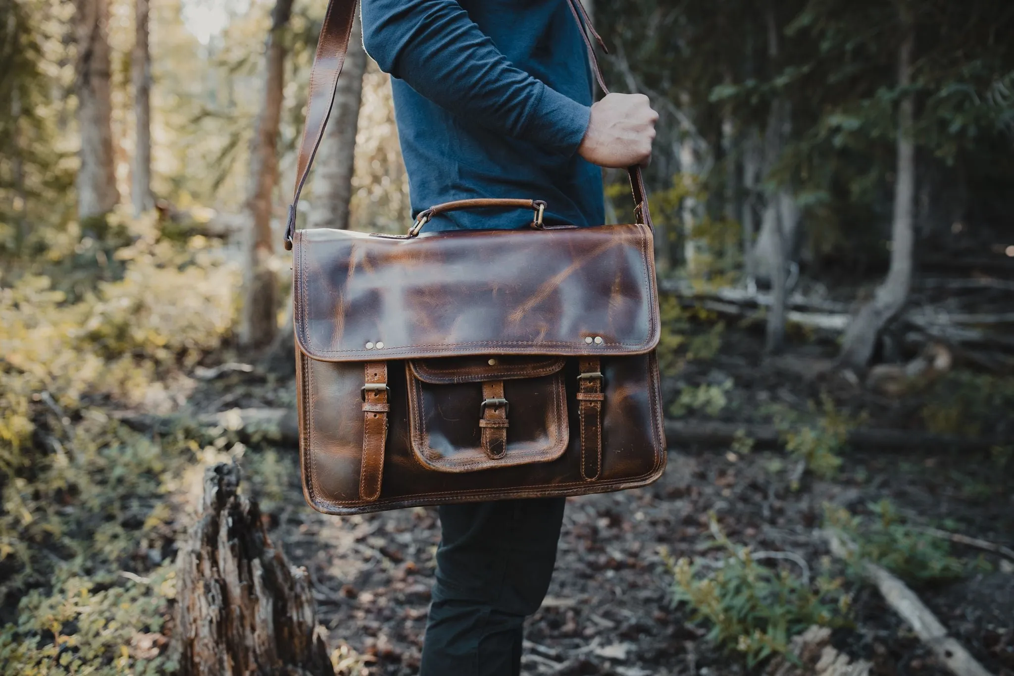 18 inch Buffalo Leather Briefcase