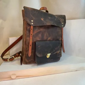 Brown Pull Up Tech Companion Leather Backpack