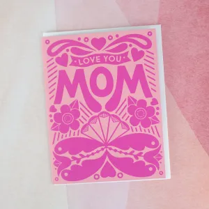 exit343design Pink Folk Art Mother's Day Card