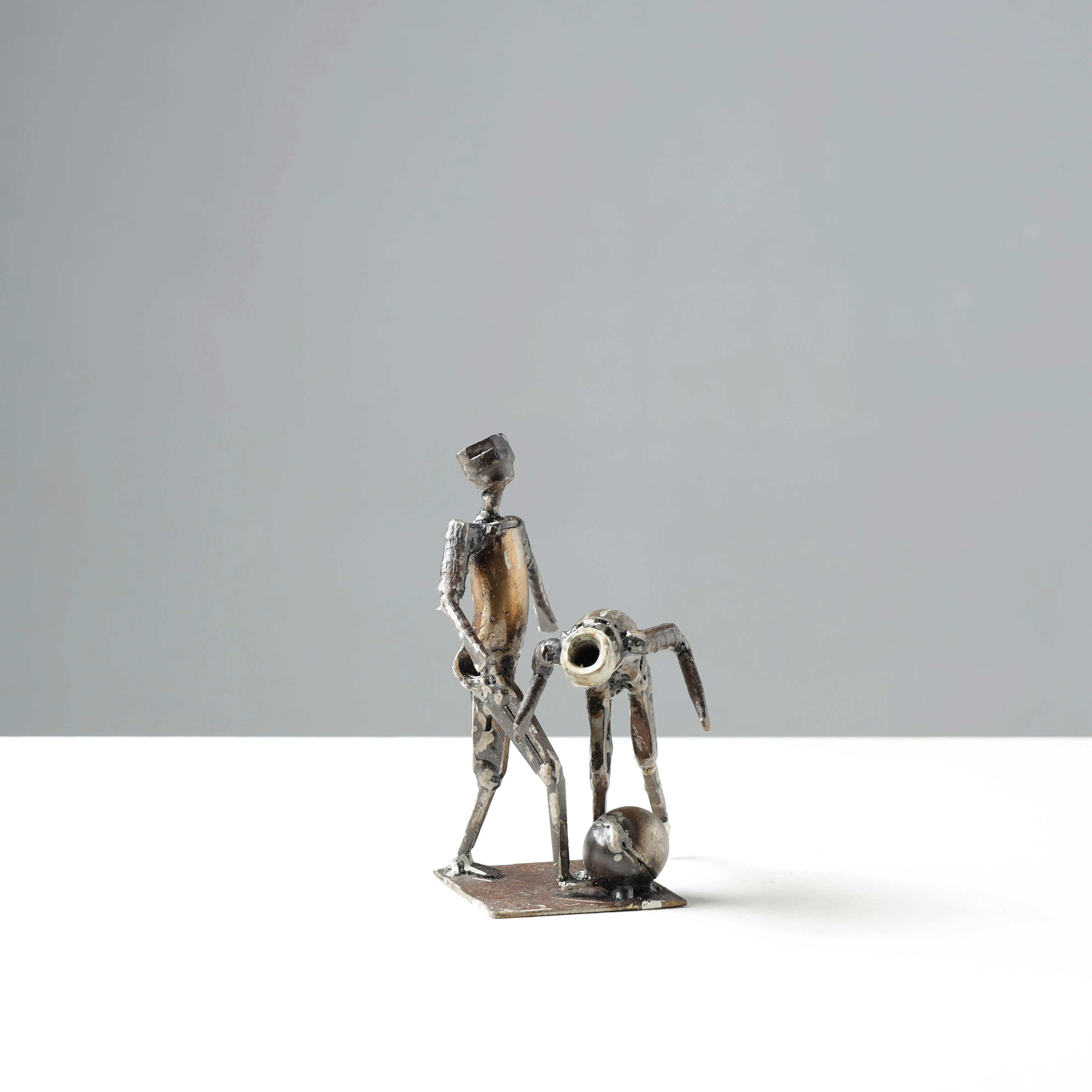 Football Players - Handmade Recycled Metal Sculpture by Debabrata Ruidas