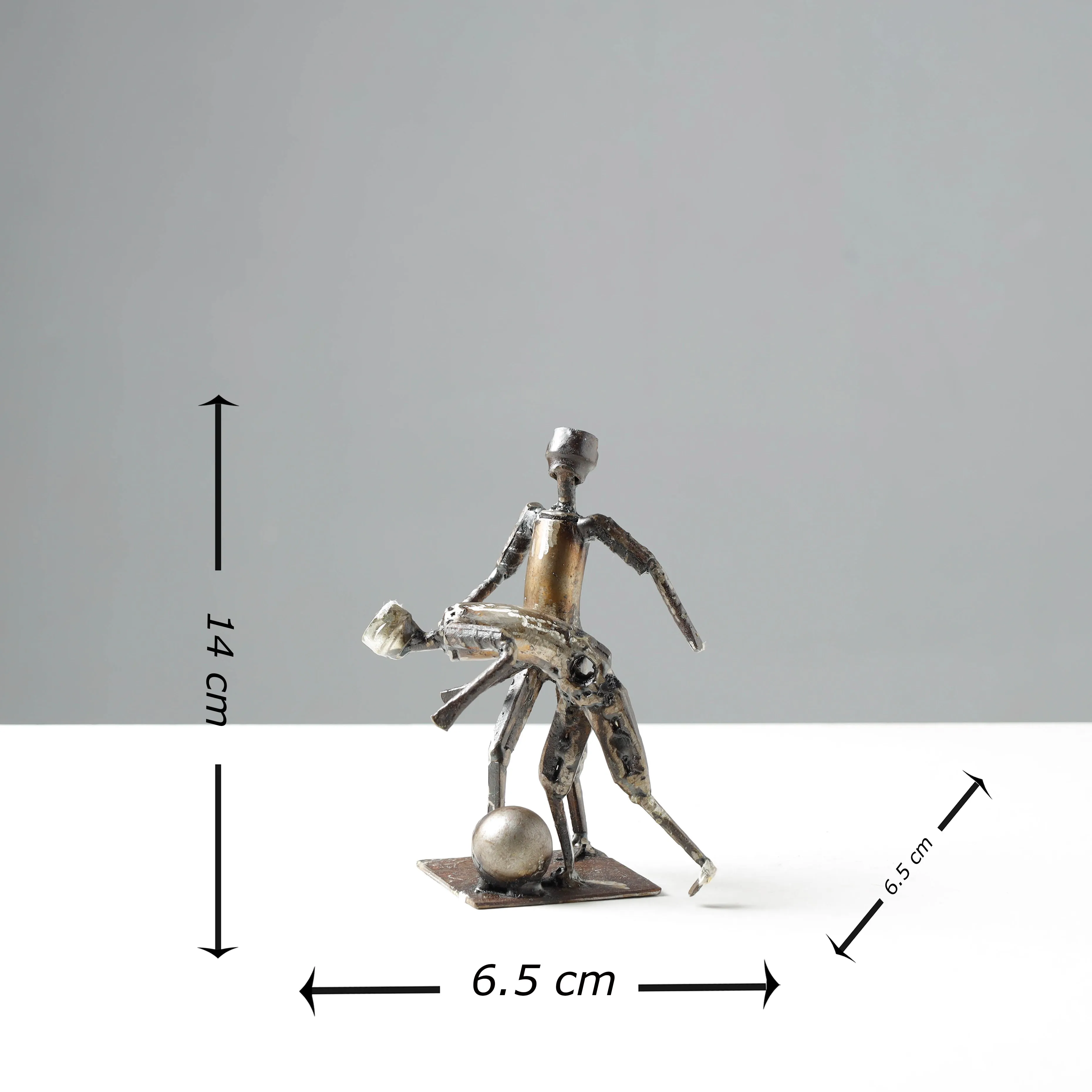 Football Players - Handmade Recycled Metal Sculpture by Debabrata Ruidas