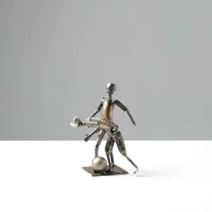 Football Players - Handmade Recycled Metal Sculpture by Debabrata Ruidas