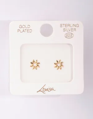 Gold Plated Sterling Silver Sunray Stud Earrings