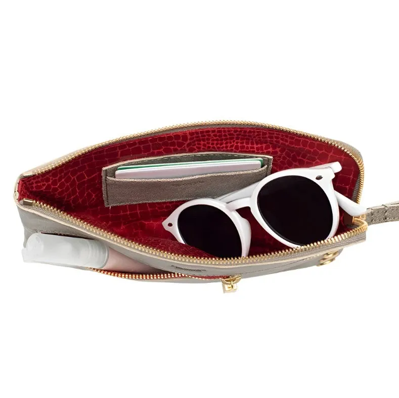 Hammitt Nash Sml - Pewter / Brushed Gold Red Zip