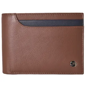 Jack Abrahams Goat Nappa Leather Bi-Fold Top Front Wallet Cognac/Black