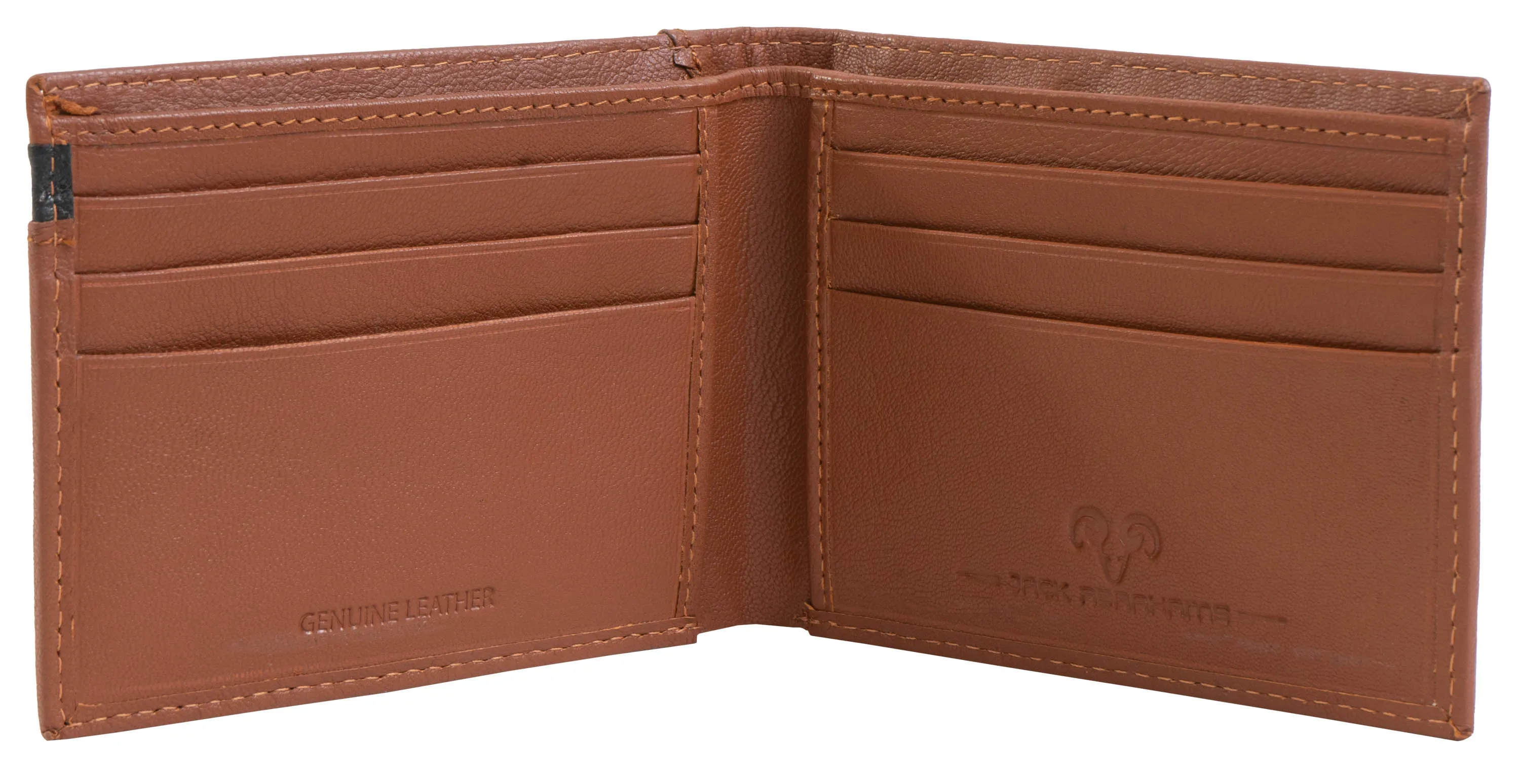 Jack Abrahams Goat Nappa Leather Bi-Fold Top Front Wallet Cognac/Black