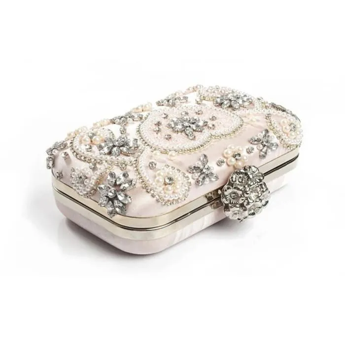 Luxury Geometric Pearl Bridal Clutch