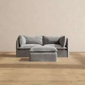 Modular Performance 2-Seater   Ottoman in Ash | Relaxed Blend