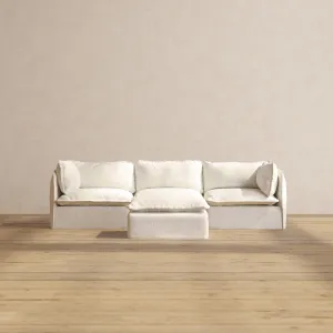 Modular Performance 3-Seater   Ottoman in Mousse | Relaxed Blend