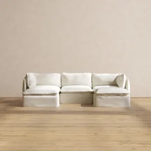 Modular Performance 3-Seater U-Sectional in Eggshell | Deluxe Blend