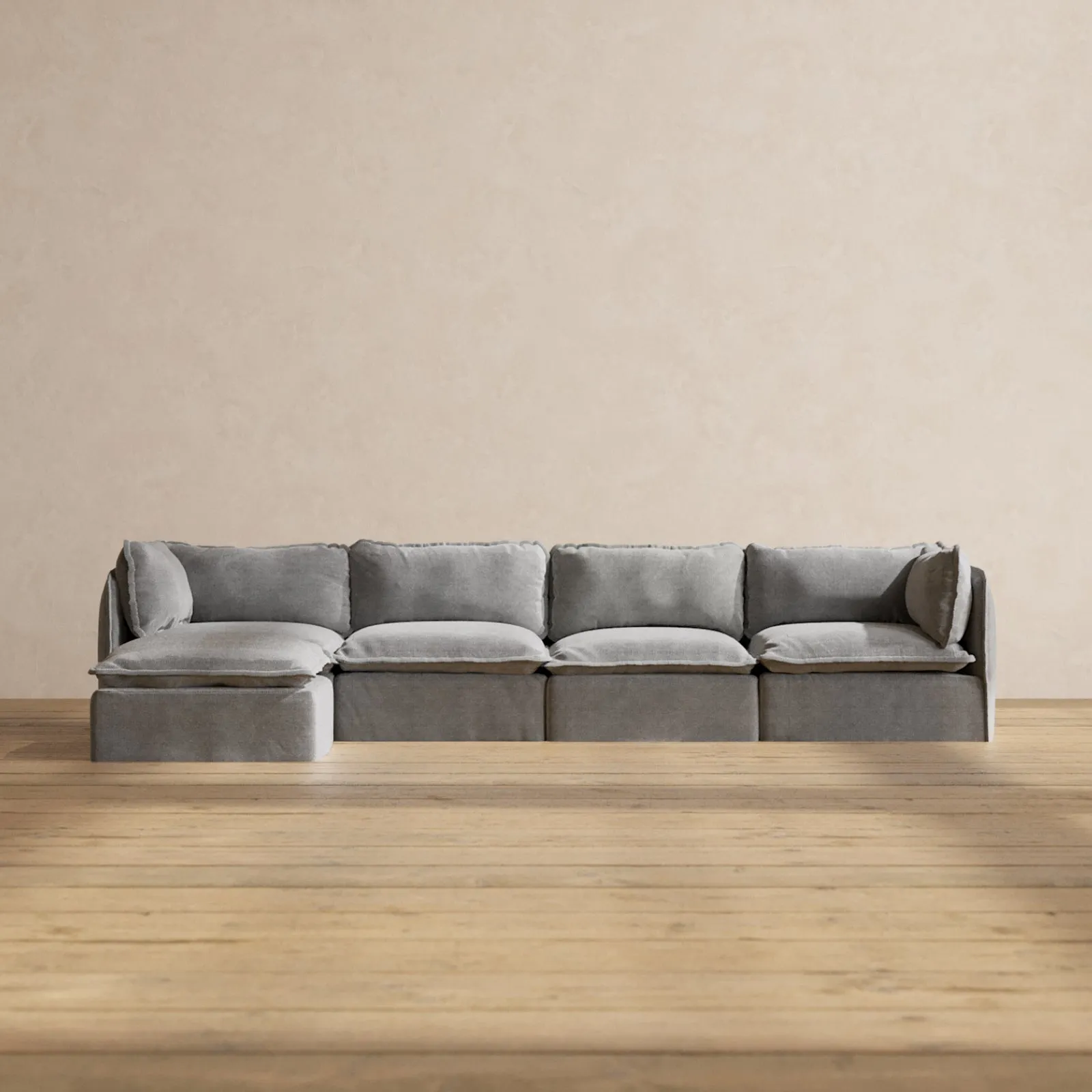 Modular Performance 4-Seater Sectional in Ash | Relaxed Blend