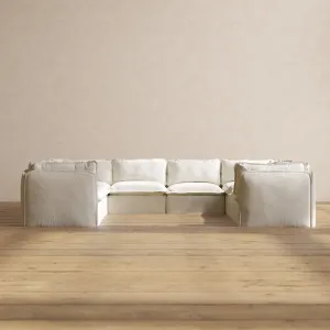 Modular Performance 8-Seater U-Sectional in Eggshell | Relaxed Blend