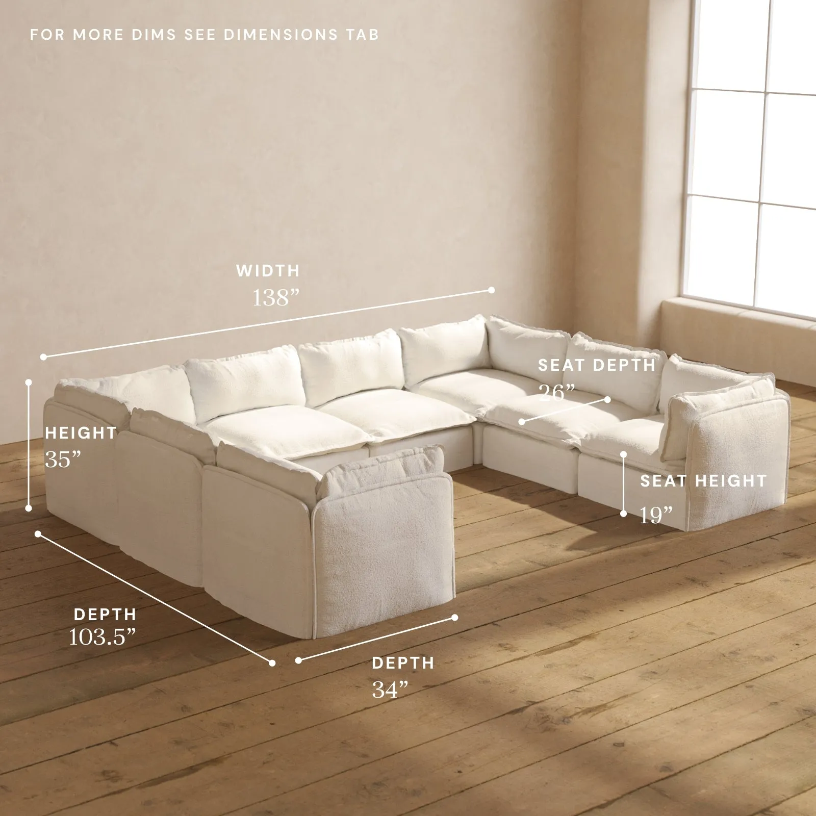 Modular Performance 8-Seater U-Sectional in Mousse | Relaxed Blend