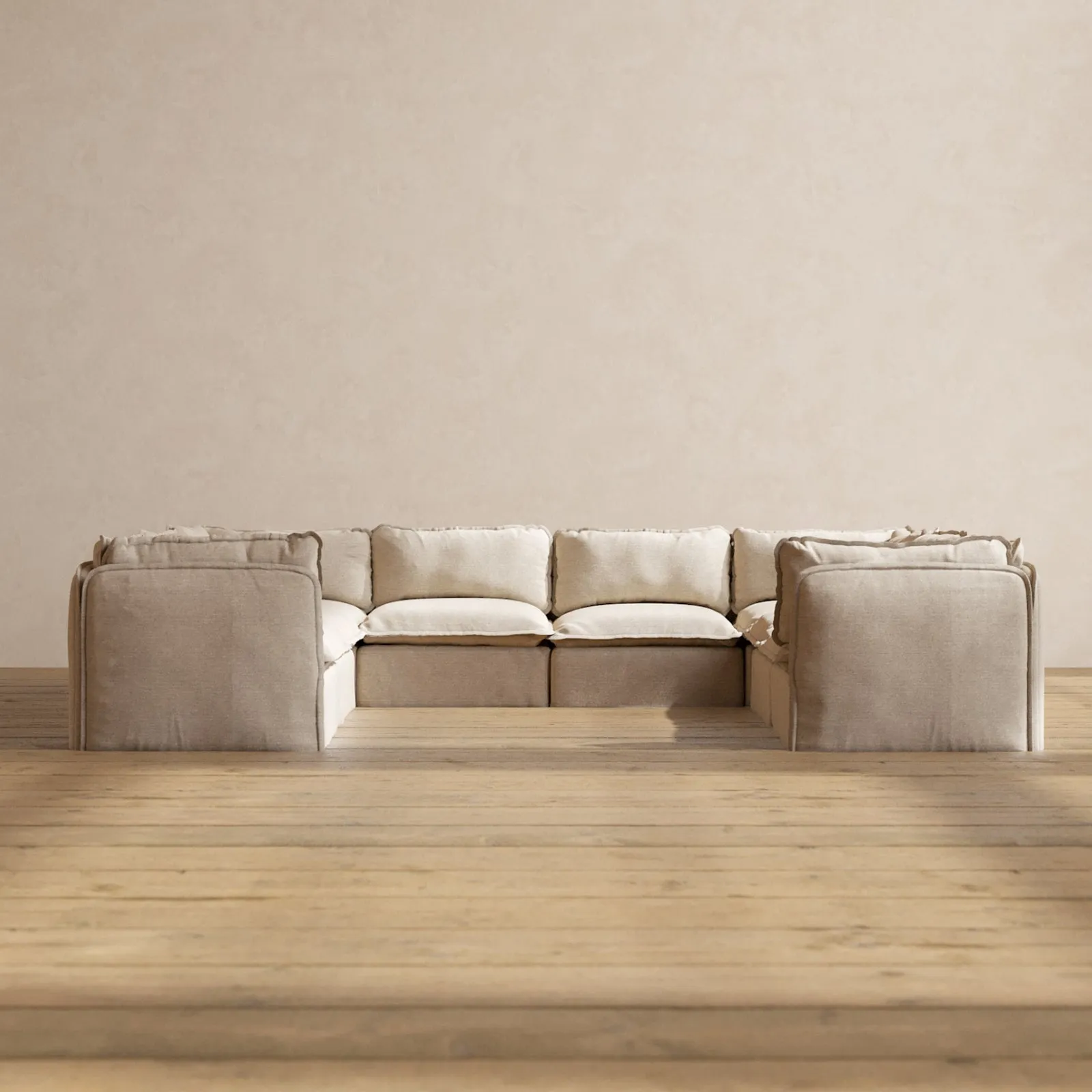 Modular Performance 8-Seater U-Sectional in Oat | Relaxed Blend