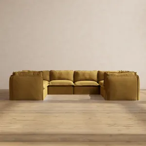 Modular Performance 8-Seater U-Sectional in Toffee | Relaxed Blend