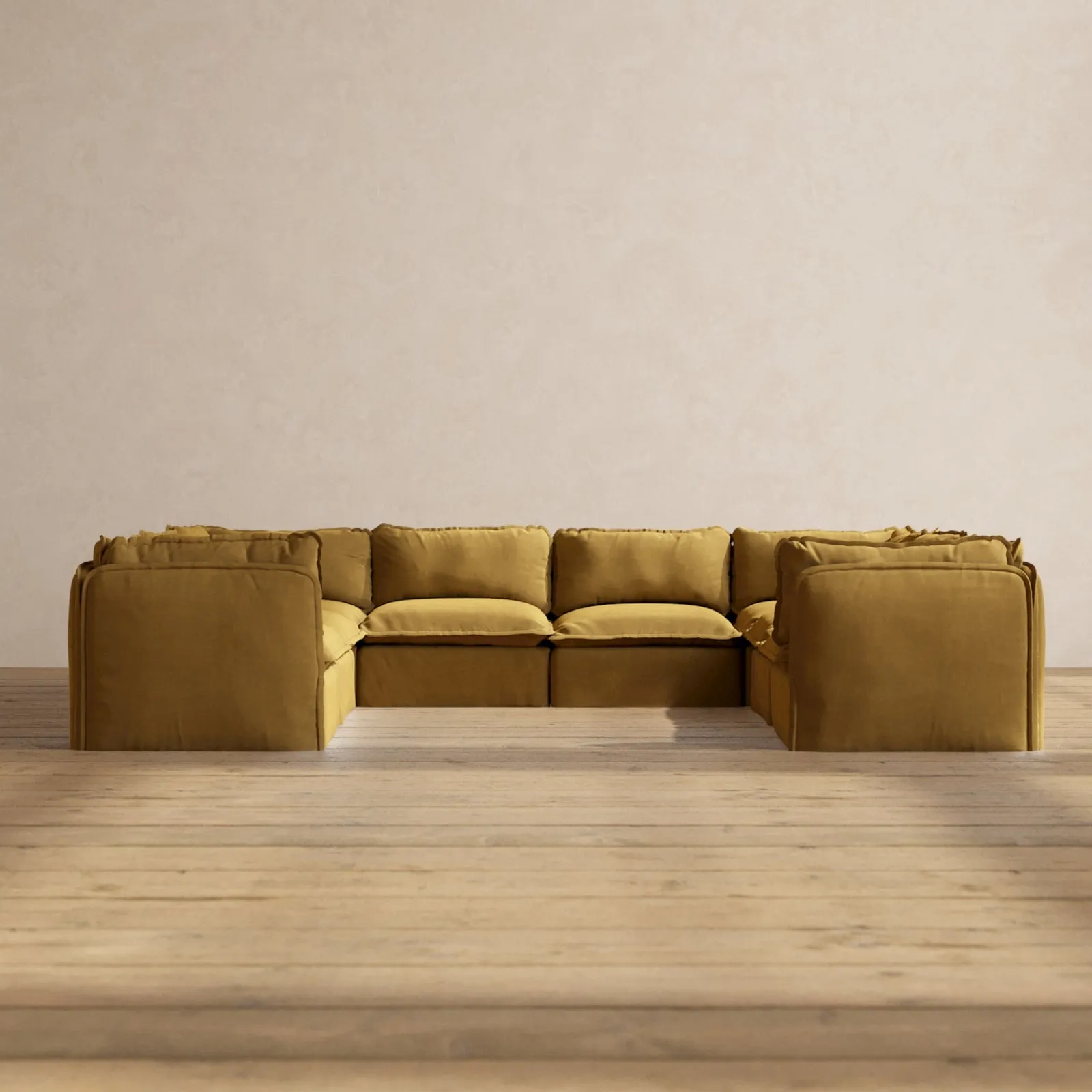 Modular Performance 8-Seater U-Sectional in Toffee | Relaxed Blend