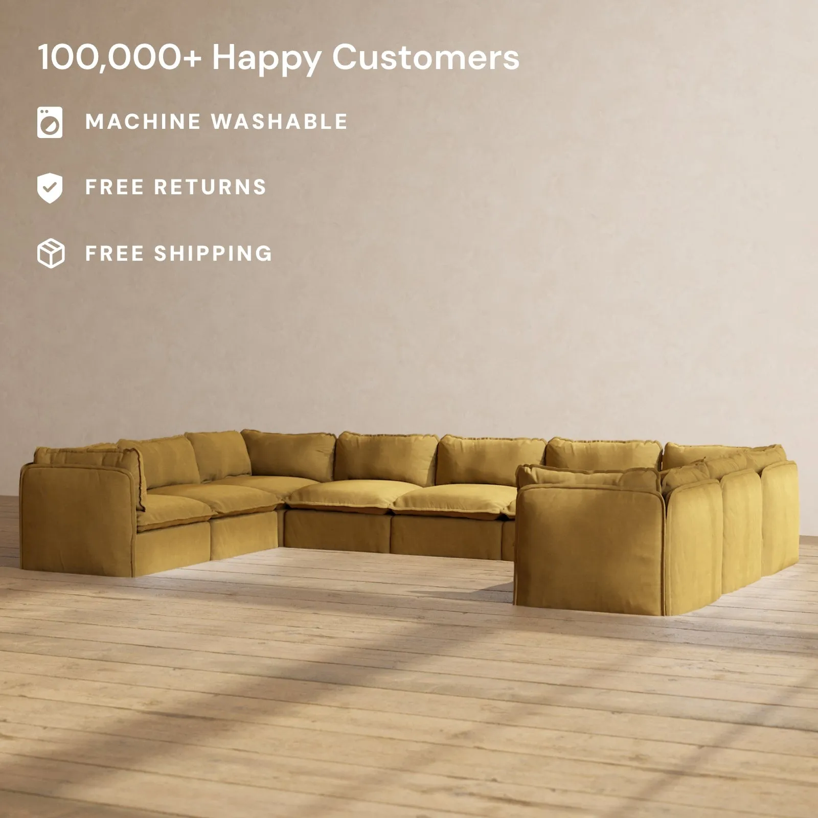 Modular Performance 9-Seater U-Sectional in Toffee | Deluxe Blend