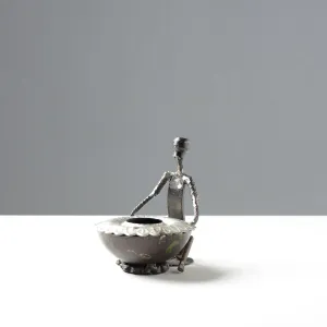 Mother & Ashtray - Handmade Recycled Metal Sculpture by Debabrata Ruidas