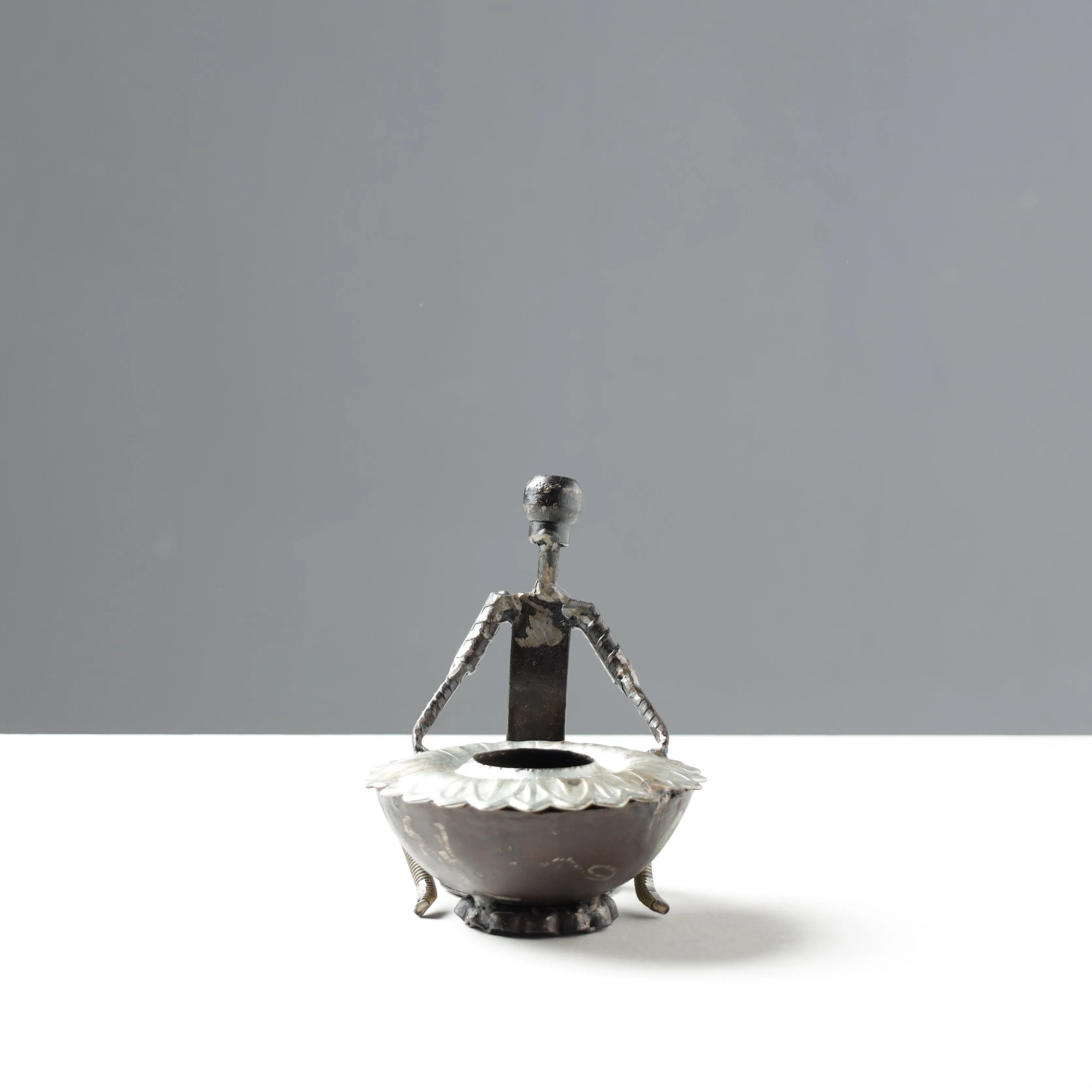 Mother & Ashtray - Handmade Recycled Metal Sculpture by Debabrata Ruidas