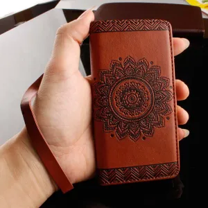 Retro Flip Leather Wallet Style Phone Cases For iPhone 7 6 6S Plus 5 5S SE Cover Luxury Mandala Henna Floral Flower Pattern Capa