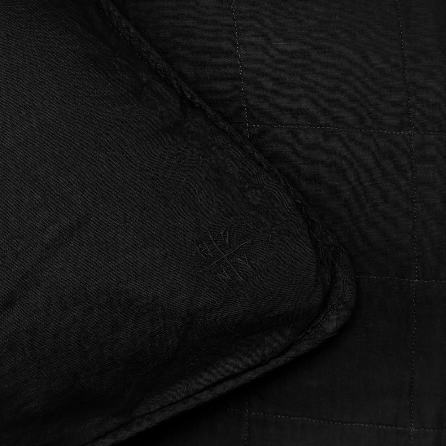 Simple Linen Quilted Shams, Set of 2 - Black