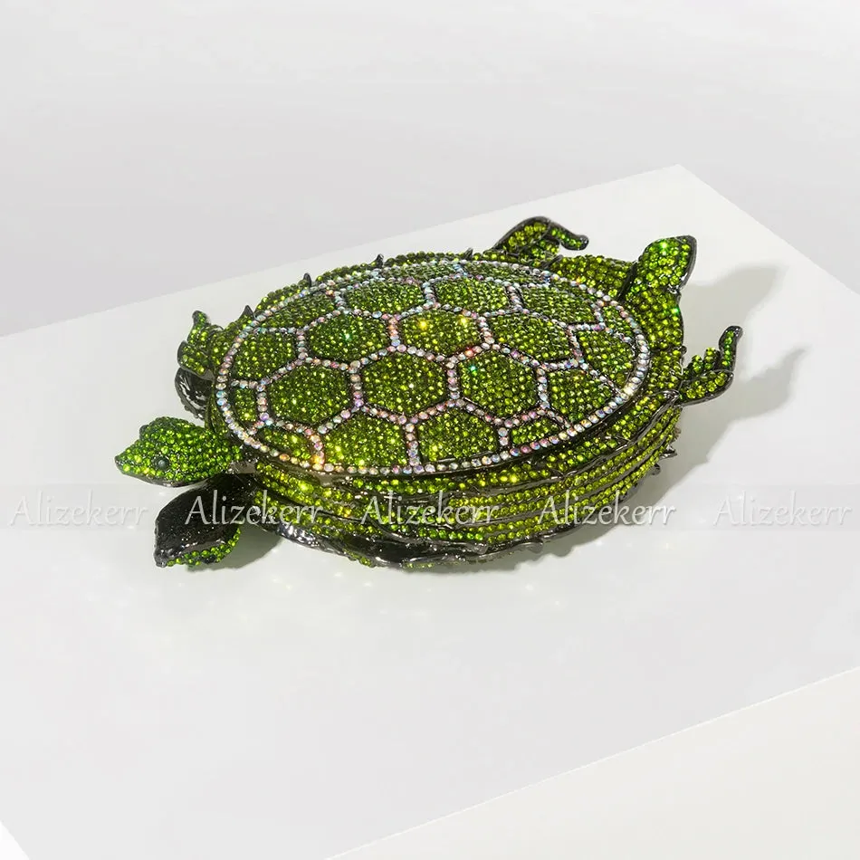 TEEK - Turtle Shaped Handmade Metallic Crystal Clutch