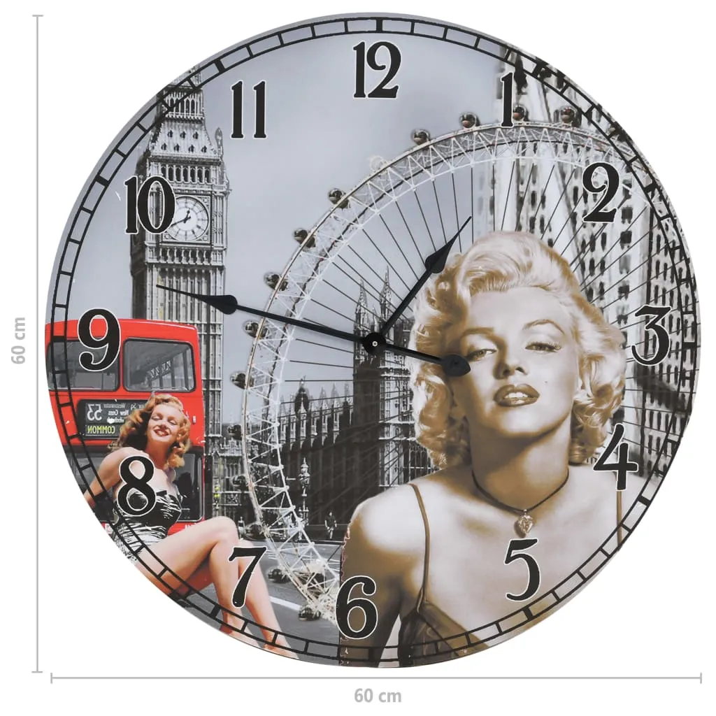 Vintage Wall Clock Marilyn Monroe 60 cm